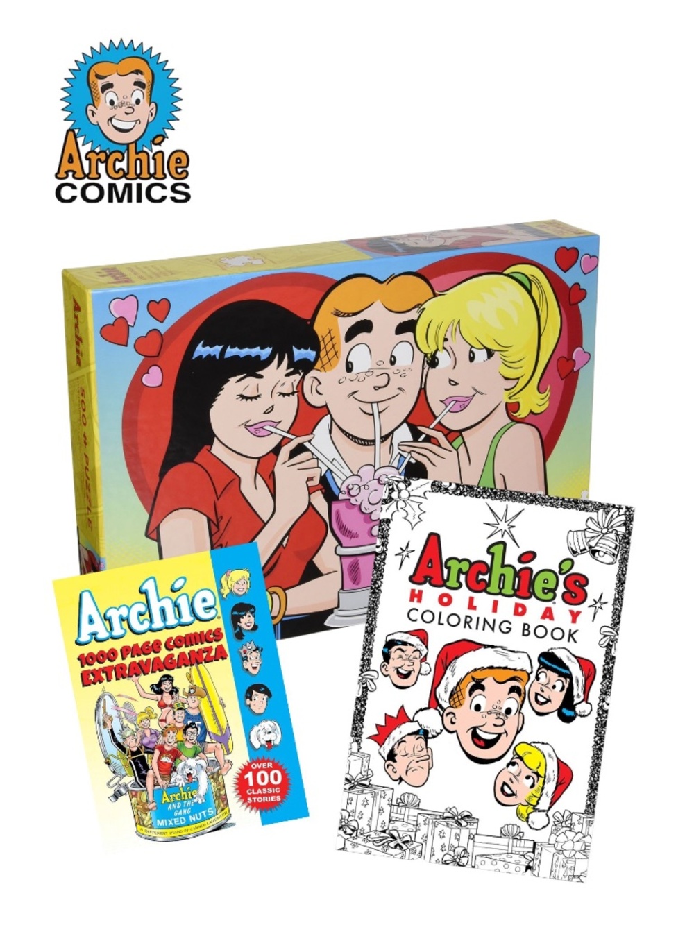 Archie “Love Triangle” Puzzle, Holiday Colouring Book, & Bonus Comics Collection
